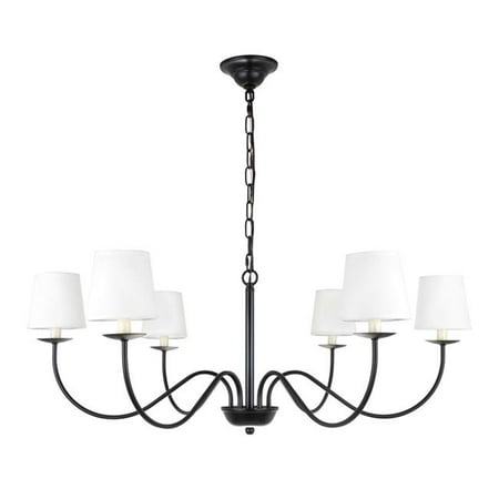 Living District Ld6103d37bk Eclipse 6 Light Black White Shade Chandelier Canada White Shade Chandelier, White Shades Chandelier Light
