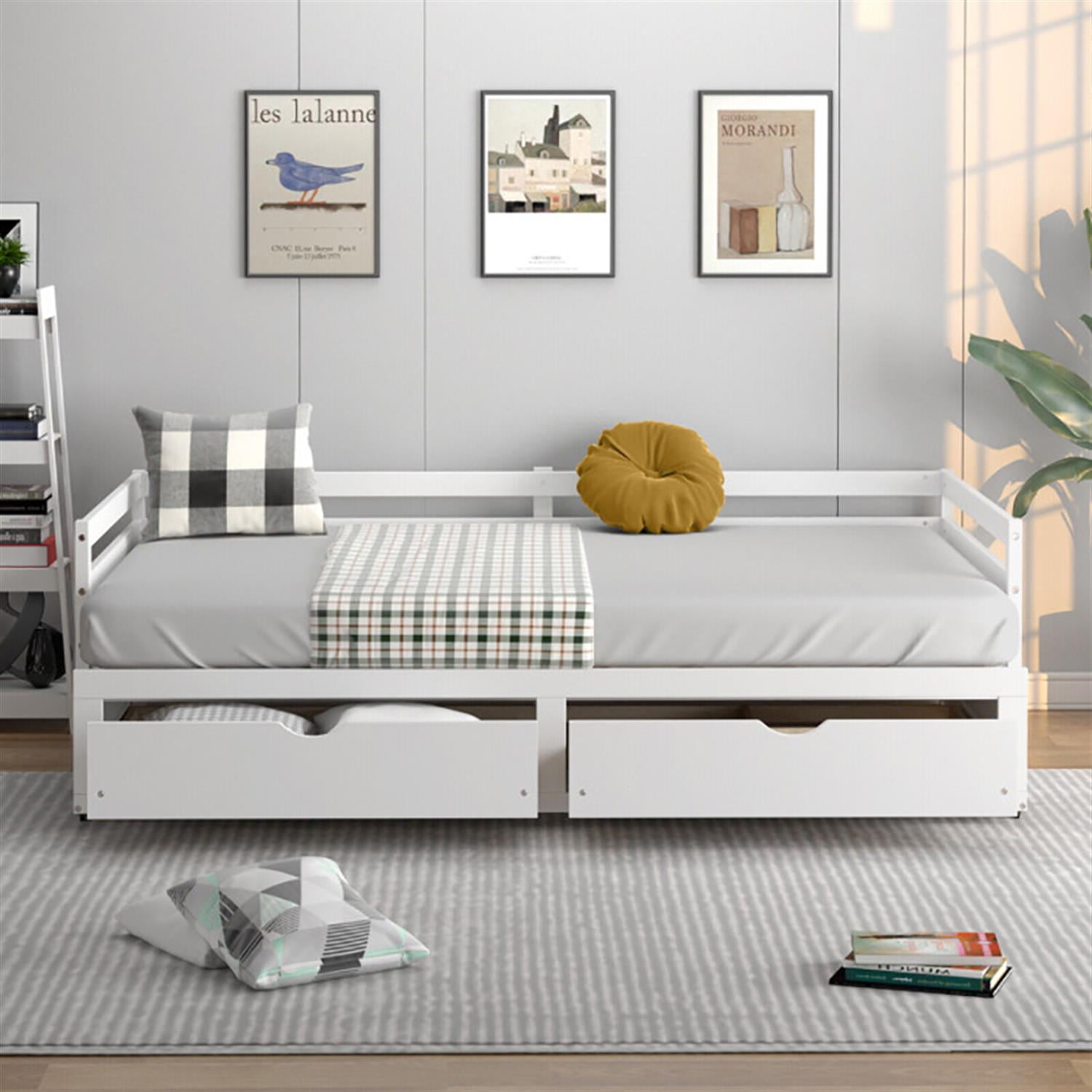Demi Bonn Extendable Twin to King Daybed with Trundle and 2 Storage Drawers, Modern Bed Frame for Teens, Brown