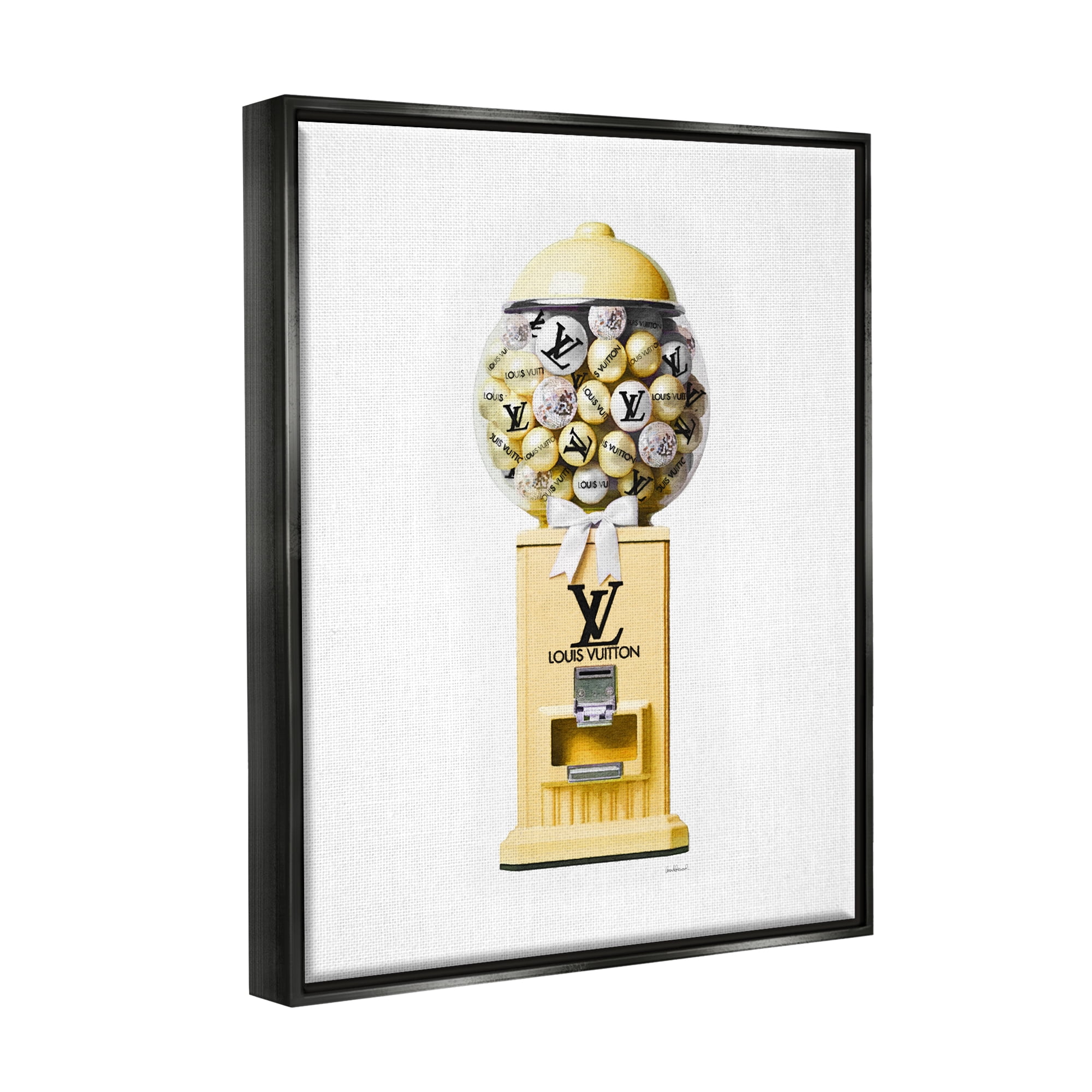 Stupell Industries Yellow Gumball Machine Beauty & Fashion Painting Black Floater Framed Canvas Art Print Wall Art, 17 x 21