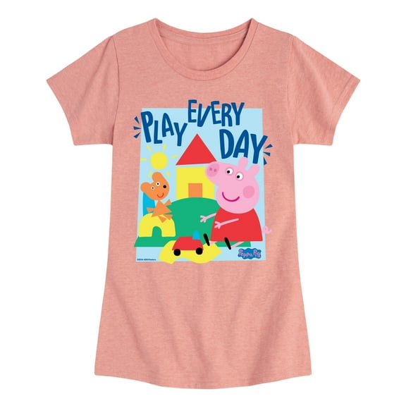 Peppa Pig - Play Every Day - Girls Toddler And Youth Fitted Short Sleeve Tee