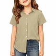 thumbnail image 4 of LIIPEE Girls Button Down Shirts Short Sleeve Solid Color Turn Down Collar Blouses Kids Casual Fashion Breathable Cute Summer Tops,15-16 Years, 4 of 4