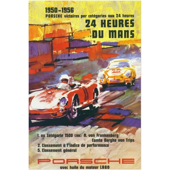 24 Heures Le Mans 1950-1956 - Vintage Auto Racing Poster (8x12Inches)