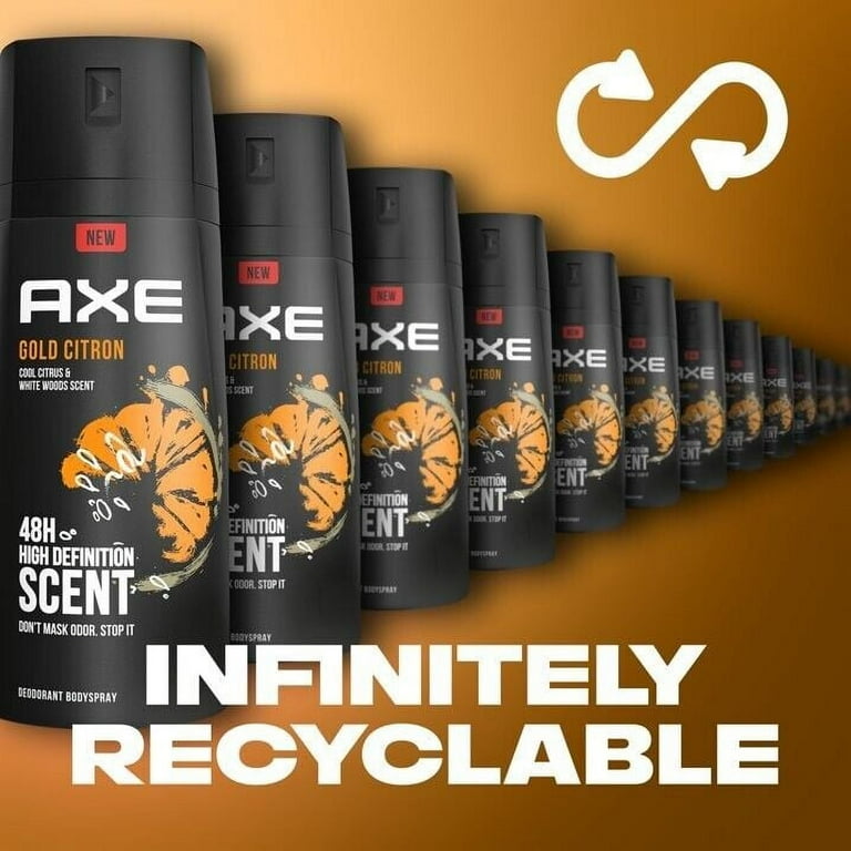Axe Gold Citron Deodorant Natural Body Spray Cool Citrus White