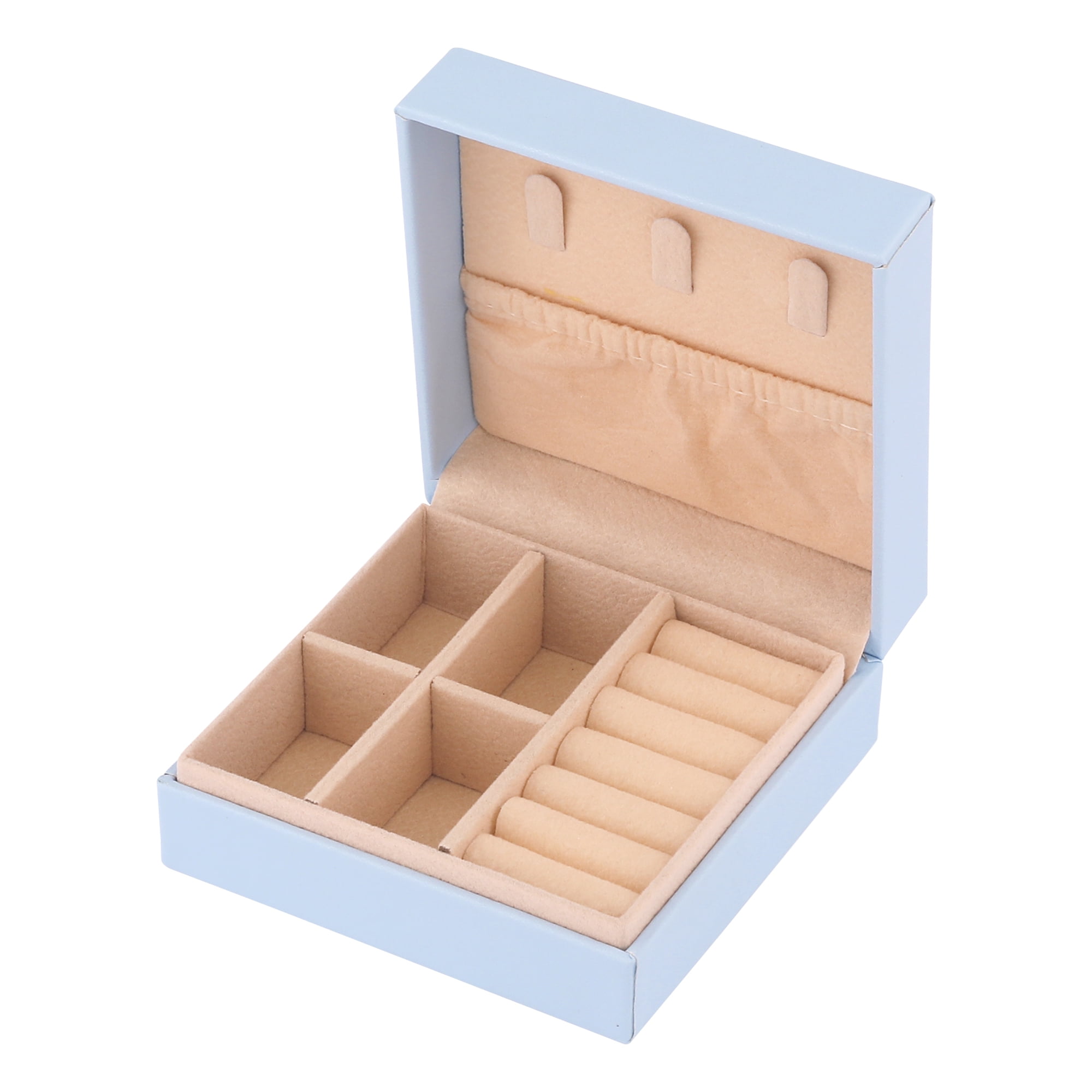 Unique Bargains Portable PU Leather Jewelry Box Organizer for Women Birthday Gifts Blue