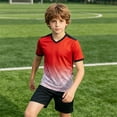 thumbnail image 3 of Ensemble de Maillot de Soccer pour Garçons Respirant Tenue de Soccer 2 Pcs T-Shirt à Manches Courtes et Shorts Ensembles Athlétiques Rouges Ensembles Garçons Filles Taille 9-10 Ans, 3 of 6