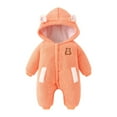 thumbnail image 2 of SKIYLEVZ Baby Unisex Bodysuits Toddler Baby Clothes Plush Long Sleeve Polar Fleece Hooded Jumpsuit Infant Winter Outfit Soft Warm Clothes Cute Romper Newborn Infant Jumpsuit, 2 of 9
