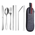 thumbnail image 1 of Juego de pajitas de acero inoxidable para exteriores, cuchillo, tenedor, cuchara, palillos, vajilla portátil, bolsa para comida occidental, 1 of 6