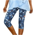 thumbnail image 6 of Leggings Capris for Women Plus Size,Women's Faux Denim Capri Leggings High Waisted Yoga Pants Pull On Stretch Print Capris Casual Comfy Tights Skinny Jeggings, 6 of 7