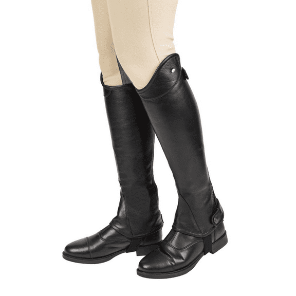 Lettia Adult London Leather Half Chaps- Black- Large