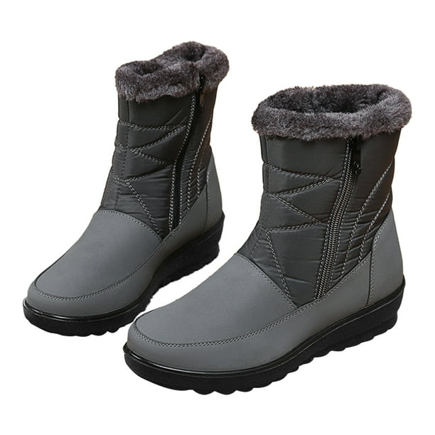 Botas Plataforma Tobillo para Mujer Zapatos Invierno Antideslizantes Piel Sintética para Exteriores (Gris 37)