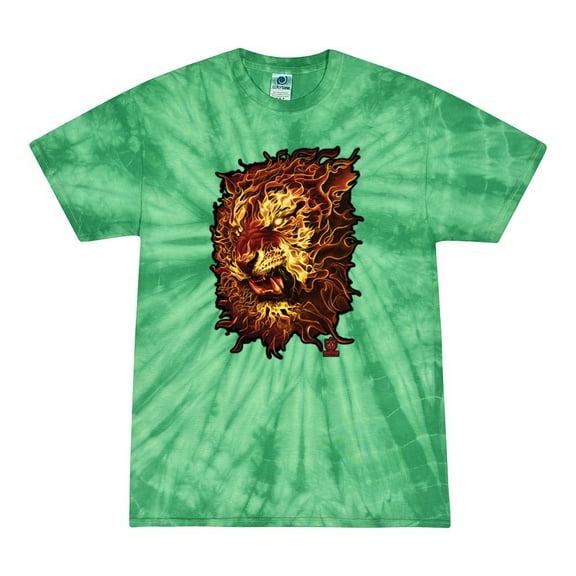 Wild Bobby, Fire Lion Face, Animal Lover, Tie-Dye Tees, Spiral Kelly, X-Large