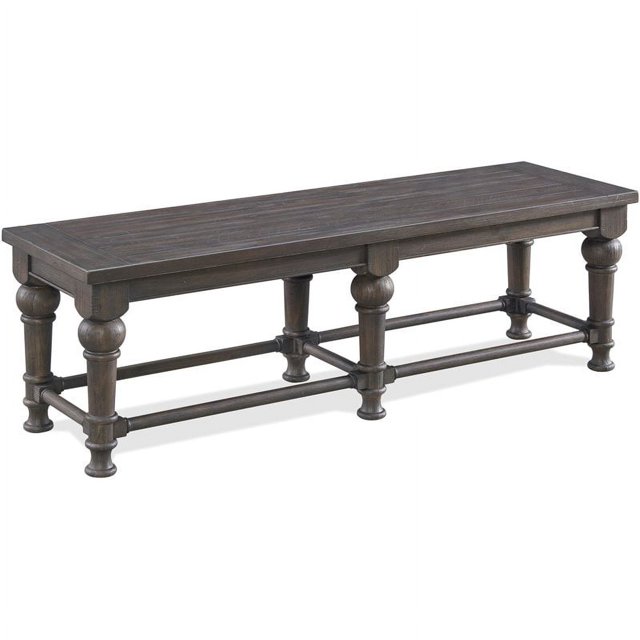 Riverside Furniture Harper Cottage Wood Dining Bench in Matte Black