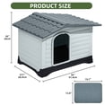 thumbnail image 3 of Uforic 36" Waterproof Plastic Dog House with Porch & Cushion, Outdoor Indoor Double Door Doghouse,Gray,36''Lx 27.1''Wx 26"H, 3 of 9