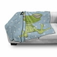 thumbnail image 3 of Cartoon Soft Flannel Fleece Throw Blanket, Sleeping Prince Frog in a Cap Polka Dots Background Animal World Kids Design, Cozy Plush for Indoor and Outdoor Use, 50" x 60", Green Blue, by Ambesonne, 3 of 6