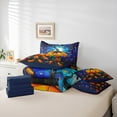 thumbnail image 6 of jejeloiu Orange Halloween Pumpkin Autumn Maple Galaxy Starry Sky Queen Comforter Sheet Set, Reversible Lightweight Children Bedding, 7pcs, 6 of 8