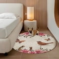 thumbnail image 3 of Pink Roses Birds Vintage 3ft Area Rug, Spring Floral Butterflies Washable Non-Slip Small Round Rugs for Entryway Bedroom Kitchen, Soft Circle Carpet for Dining Room, Playroom Nursery Rug, 3 of 9