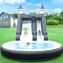 Relunch 24FT Commercial Grade PVC Inflatable Water Slide with Pool & Dartsboard for Kids and Adults (with Blower), Wet Dry Use, Summer Fun, 24x13x13FT