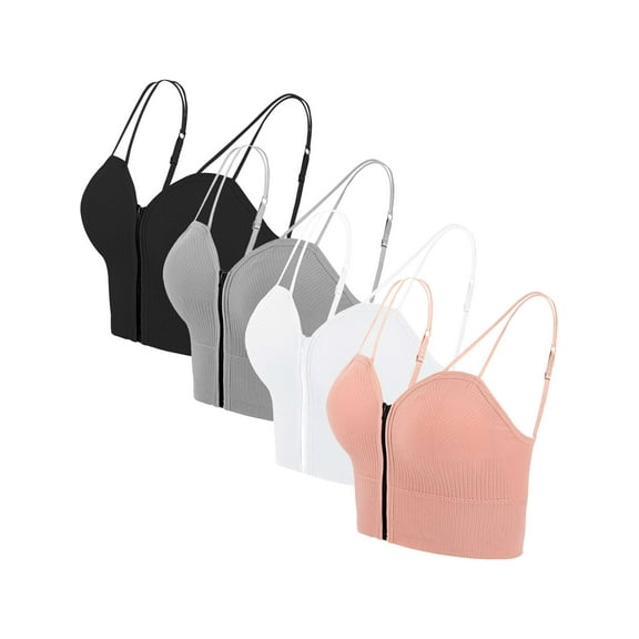 BadPiggies 4-Pack Comfy Cami Bra for Women Wirefree Crop Top Yoga Bralette Longline Padded Lounge Bras