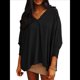 thumbnail image 1 of Blusas Elegantes e Informales para Mujer, con Escote en V y Mangas 3/4, con Puños Fruncidos Negro XL, 1 of 7