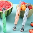 thumbnail image 4 of Yuarrent Rebanadora de sandía de acero inoxidable 3 en 1, manual plegable, portátil, de color sólido, con mango de ABS, cuchara de cocina Cocina y Comedor Verde, 4 of 6