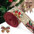 thumbnail image 1 of SUMAX1989 Merry Christmas Jingle Bell Burlap Wired Christmas Ribbon for Christmas Tree Decor 2.5" x 10 Yard, 1 of 6