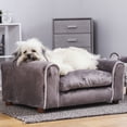 thumbnail image 1 of Cama para mascotas de lujo, a base de madera, tapizada en Minky, cojín ergonómico con funda decorativa extraíble,  ideal para perros y gatos, 1 of 9
