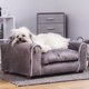 thumbnail image 1 of Cama para mascotas de lujo, a base de madera, tapizada en Minky, cojín ergonómico con funda decorativa extraíble,  ideal para perros y gatos, 1 of 9