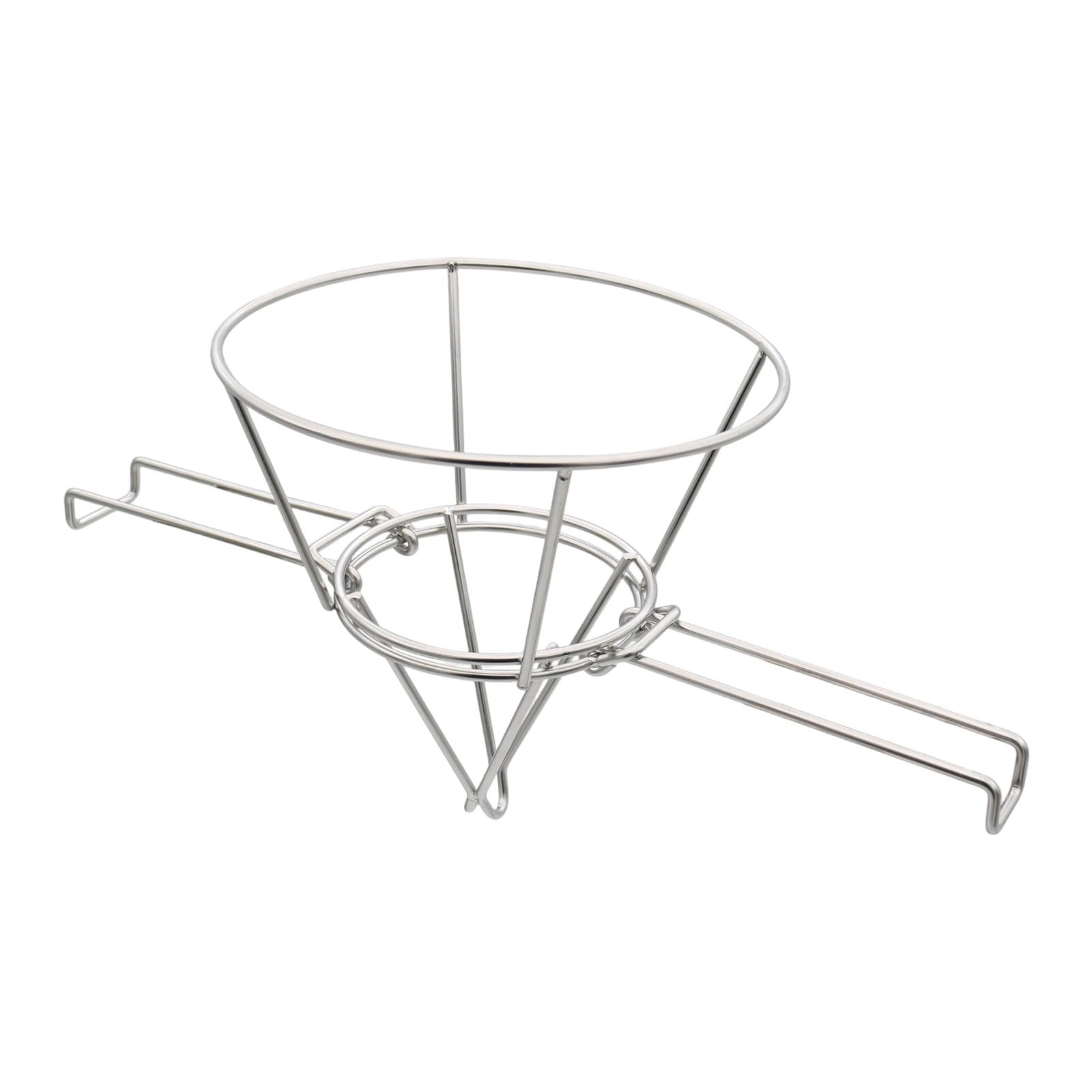 Oil Filter Stand for Deep Fryers and Maple Syrup, 304 Stainless Steel Fryer Oil Strainer with Fine Mesh, Foldable Arms Fit Various Pots, Reusable and Dishwasher Safe
