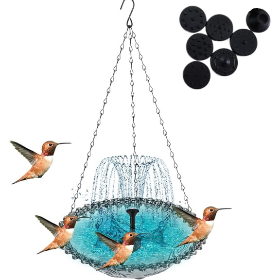 Solar Cascade Hanging Bird Bath Fountain, 2026 Upgraded 8 Spray Heads Pump, Efficient Solar Powered Fountain for Garden Decor and Backyard Bird Care