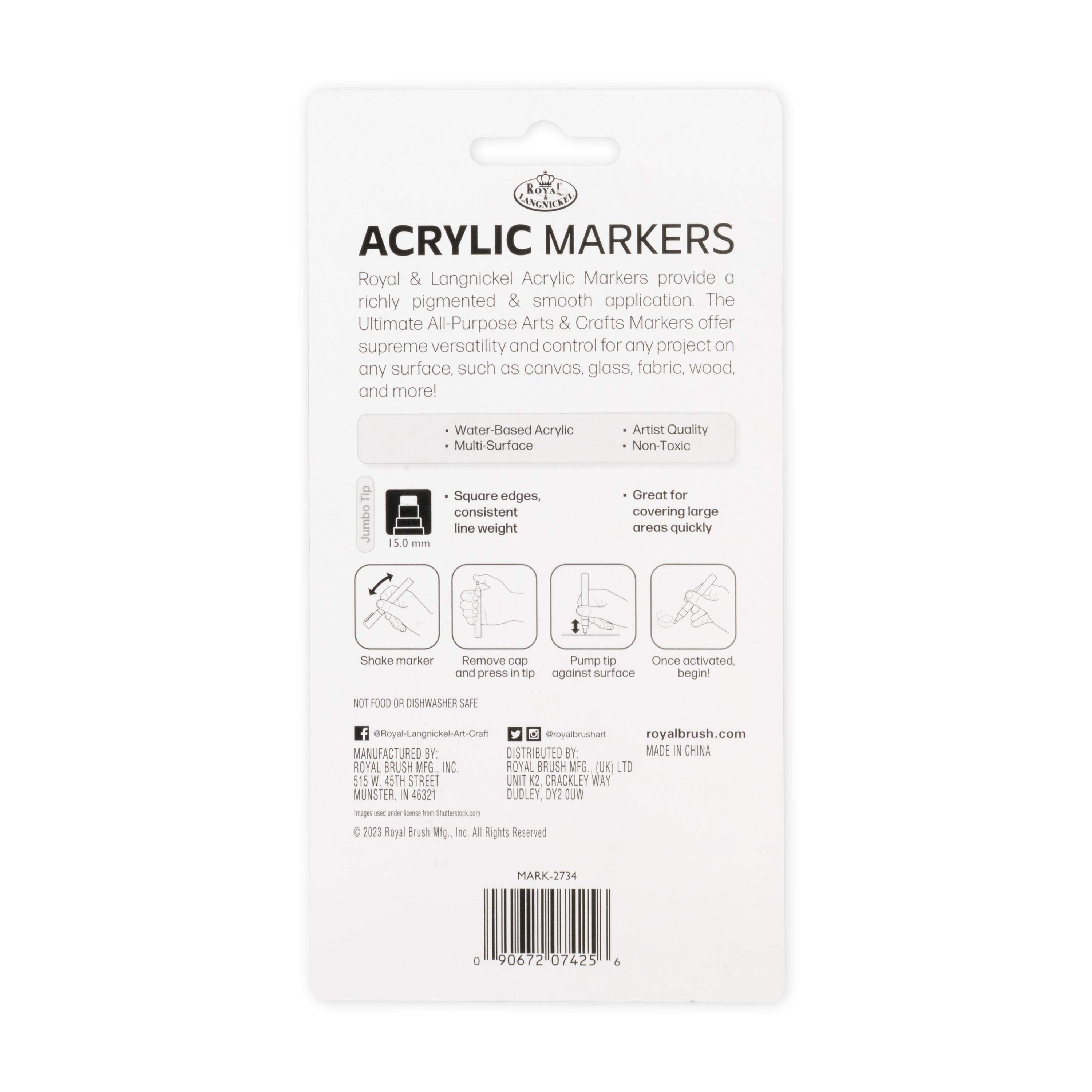 Royal & Langnickel 2 Piece Acrylic 15mm Black/White Markers