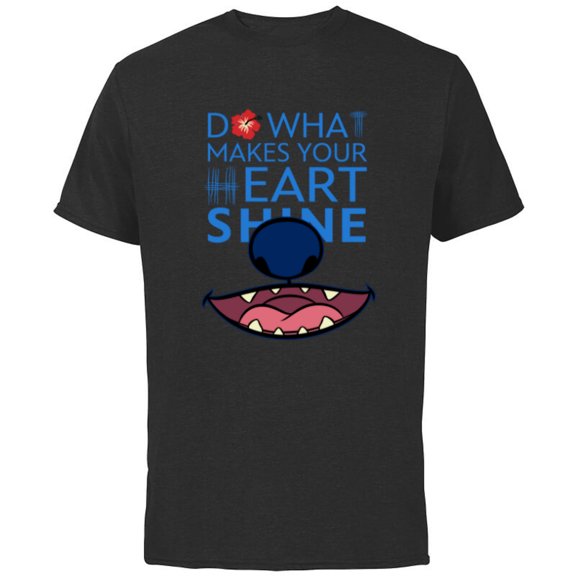Disney 100 Lilo & Stitch Do What Makes Your Heart Shine D100 - Short Sleeve Cotton T-Shirt for Adults - Customized-Black