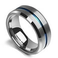 thumbnail image 2 of Wedding Rings For Men. 8mm Silver Tungsten Wedding Band Blue Line. Warranty, 2 of 3