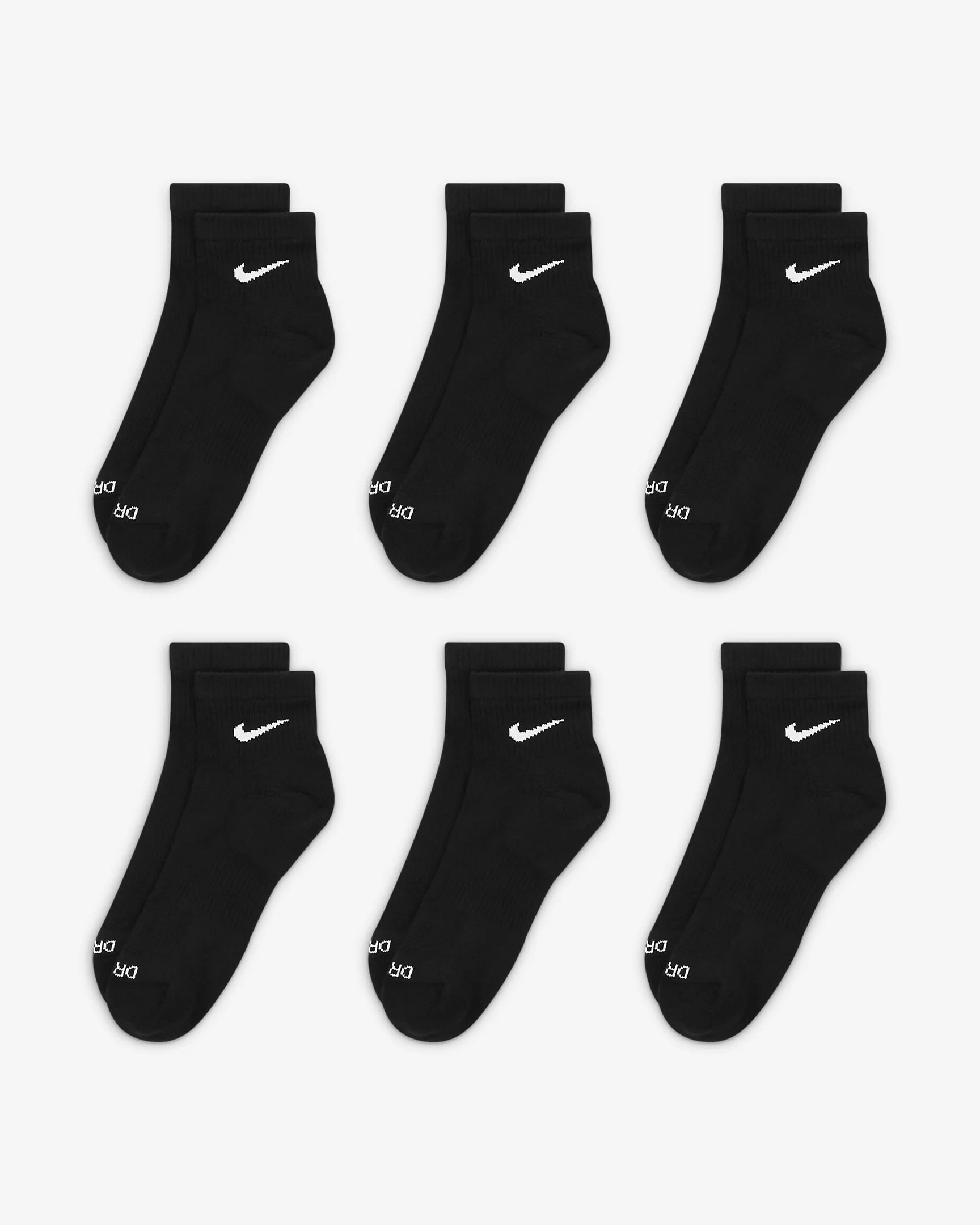 Men's Nike 6-Pack Everyday Plus Cushion Ankle Training Socks Color: Black Size: 8-12