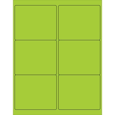 Tape Logic Rectangle Laser Labels 4" x 3 1/3" Fluorescent Green 600/Case (LL180GN)