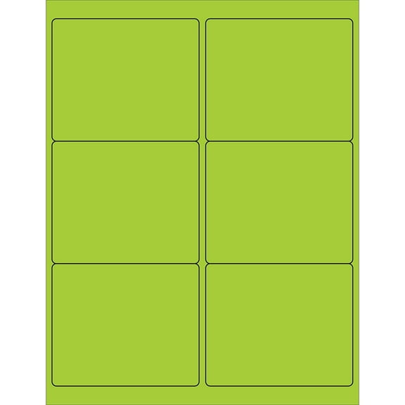 Tape Logic Rectangle Laser Labels 4" x 3 1/3" Fluorescent Green 600/Case (LL180GN)
