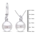 thumbnail image 2 of Everly Women's Cultured Freshwater Pearl and Diamond Silver Hook Earrings and Pendant Set - 18 in, 2 of 8