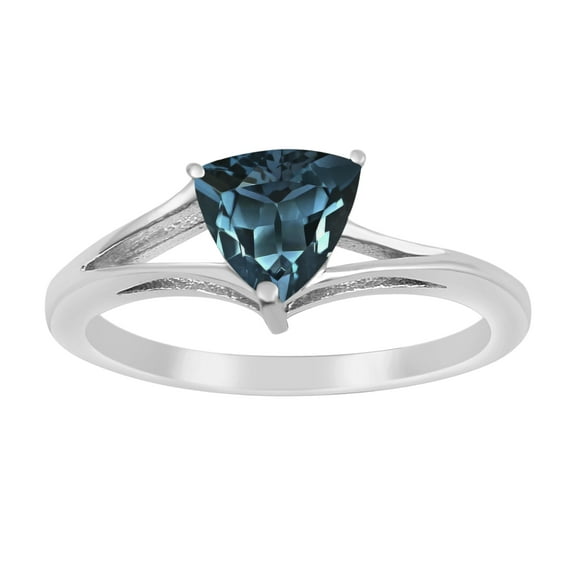 Mooneye 1.25 Ctw Trillion Cut Teal Blue Gemstone 925 Sterling Silver Solitaire Women Promise Ring