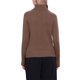 thumbnail image 3 of Blusa de suéter de cuello alto para mujeres, top de pullover de manga larga de punto acanalado, color marrón, 3 of 6