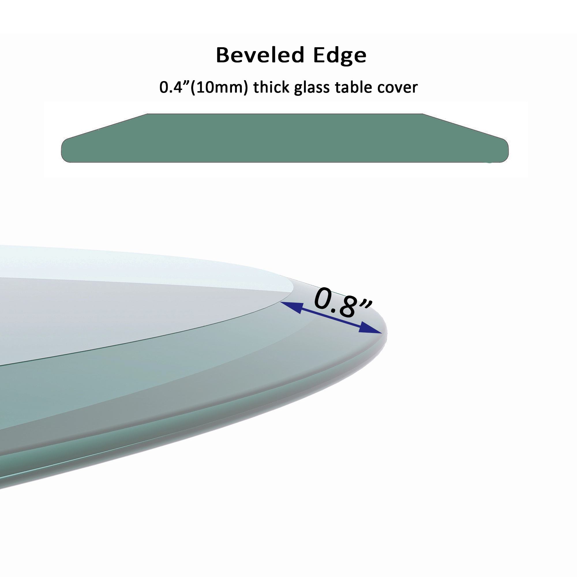 32 Inch Round Tempered Glass Table Top, 2/5" Thick Clear Transparent Glass Sheet with Beveled Polished Edge, Replacement Glass Top for Coffee Table, Dining Table & Patio Table