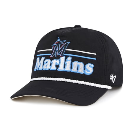 Men s 47 Black Miami Marlins Campscape Hitch Adjustable Hat