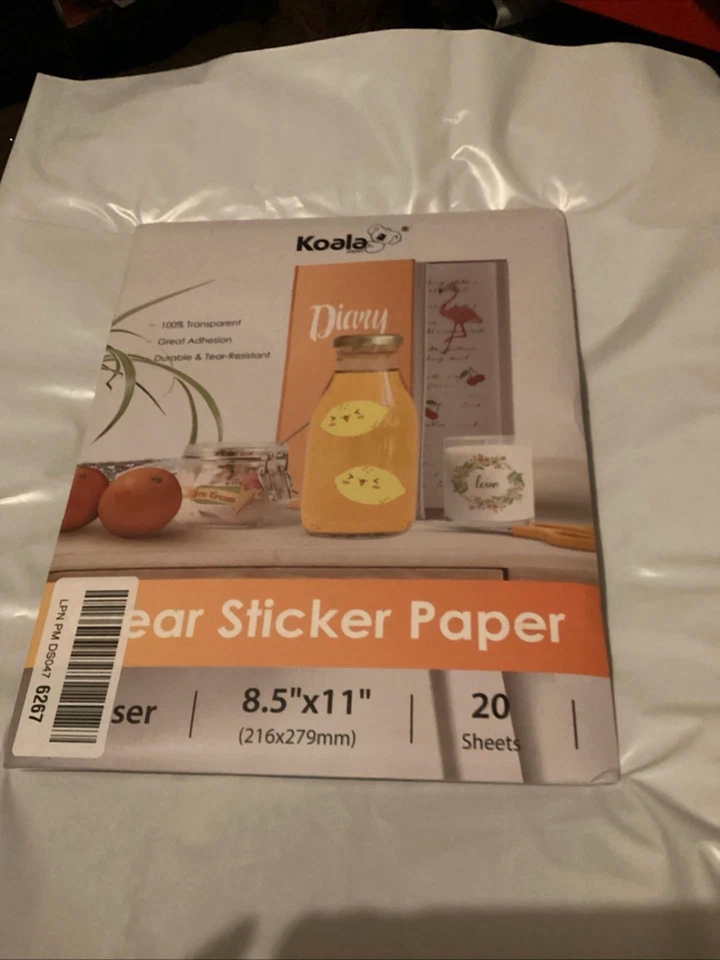 CRESTIN- 20 Koala Clear Sticker Paper For Laser Printable Vinyl Waterproof Transparent M3