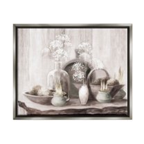 Stupell Industries Traditional Delicate Florals Still Life Painting Luster Gray Floating Framed Canvas Print Wall Art, Design by Julia Purinton