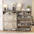 thumbnail image 2 of Shoe Cabinet with 2 Flip Drawers, Narrow Shoes Storage Cabinet for Entryway, Hidden Narrow Shoe Organizers with Legs for Hallway, Freestanding Shoe Cabinet Organizer with Open Storage, 2 of 9