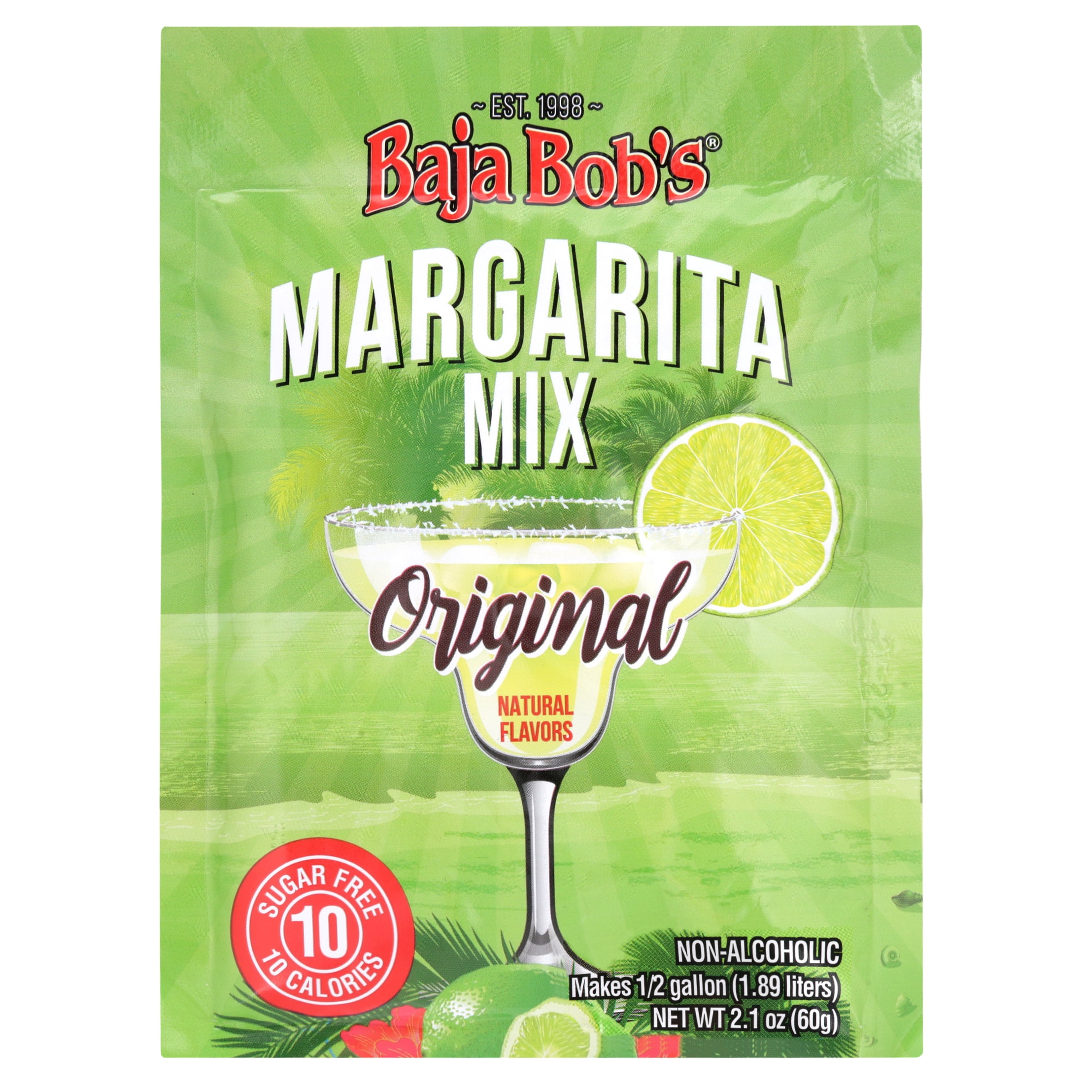 Baja Bob's Sugar-Free Cocktail Mixer, Original Lime Margarita - Powdered Packet, 60g
