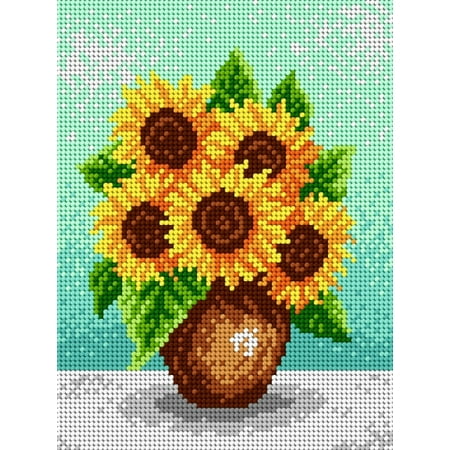 UPC: 5908228973265 | Needlepoint canvas for halfstitch without yarn Sunflowers in a Brown Vase 1940F – Printed Tapestry Canvas