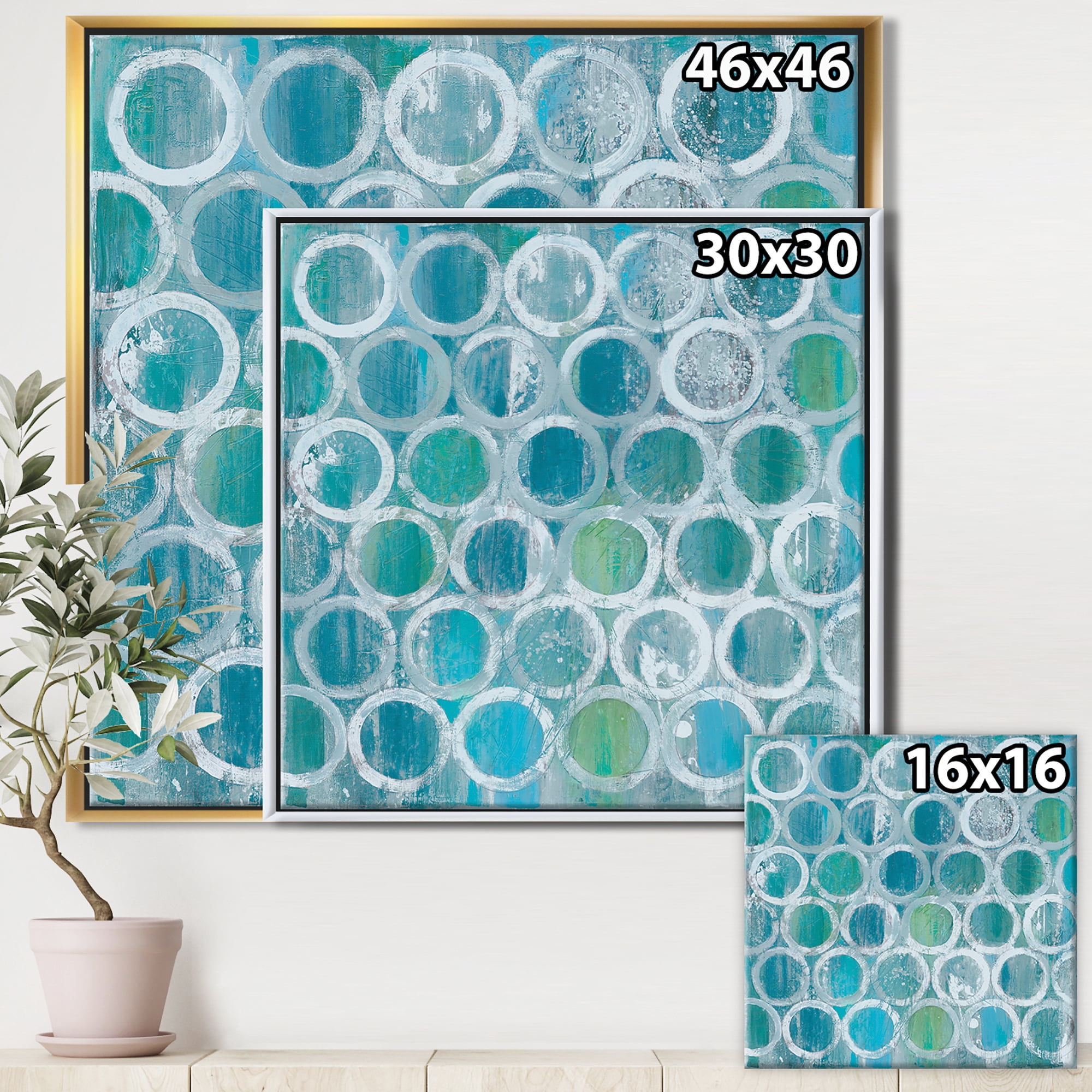 Designart ' Natural Blue Circle ' Modern & Contemporary Framed Canvas