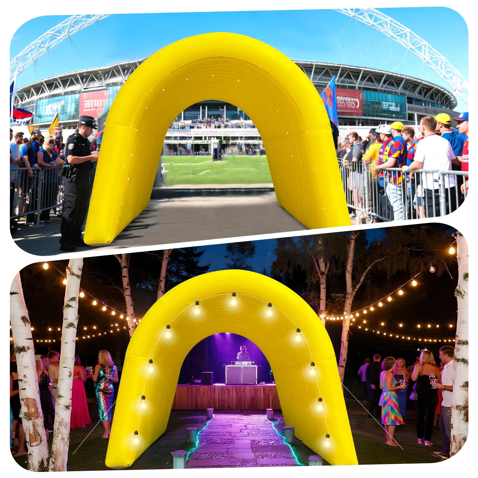 Inflatable Sports Tunnel Entrance 16x10x10FT Yellow, Built-in Blower – Event Inflatable Tunnel Tent for Team Intros, Business Promotion, Trade Shows, Advertising & Exhibitions