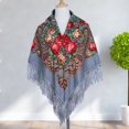 thumbnail image 5 of D-GROEE Retro Floral Scarf Ethnic Style Retro Shawl Scarf with Tassel Flower Print Autumn Winter Warm Square Fringed Head Wrap for Wedding Party Square Shawl, 5 of 8