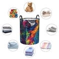 thumbnail image 4 of Balery Vibrant Rainbow Parrot Fantasy Cesta de ropa redonda con asas, impermeable, independiente, para ropa, juguetes, dormitorio y familia-Small, 4 of 6