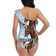 thumbnail image 5 of Haiem Christmas Horse Women's One Piece Swimsuits Tummy Control One Shoulder Bathing Suits Ruffle Swimwear-Medium, 5 of 8